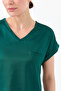 Women's V-Neck Front Satin Blouse Green - 8