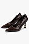 Women's Gilda Brown Crocodile Gold Plated Detailed Stiletto - 4