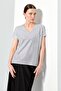 Women's V-Neck Pocket Combed Cotton T-shirt Gray - 8