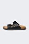 Men's High Sole Double Banded Faux Leather Slippers C3048Ax24Hs - 3
