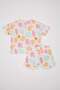 Baby Girl 2 Piece Set Patterned Waffle Crew Neck Short Sleeve T-Shirt Shorts C9469A524Sm - 5
