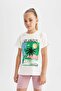 Crew Neck Printed Short Sleeve T-Shirt Girls D0868A824Hs - 3