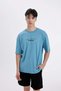 100% Cotton Oversize Wide Fit Crew Neck Back Printed Short Sleeve T-Shirt C4084Ax24Sm - 4