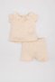 Baby Girl Short Sleeve Ruffle Collar Blouse Shorts 2-Piece Set C5085A524Sm - 5