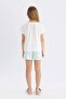Girls Pajamas Set Crew Neck Printed Short Sleeve Top Shorts D2915A824Sm - 6