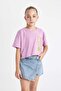Crop Crew Neck Printed Short Sleeve T-Shirt Girls C4506A824Sm - 4