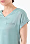 Women's V-Neck Satin Blouse in Dark Green - 6