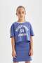 Girl Printed Short Sleeve Ribbed Camisole Dress D2339A8Be651Mc - 3