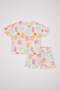 Baby Girl 2 Piece Set Patterned Waffle Crew Neck Short Sleeve T-Shirt Shorts C9469A524Sm