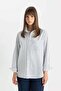 Relaxed Fit Striped Cotton Tunic Shirt - Long Sleeve, Flamed C8854AX24SM - 3
