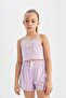 Girls' 2-Piece Set Printed Thin Strap Tank Top Shorts D0066A824Hs - 3