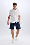 100% Cotton Regular Fit Gabardine Bermuda Shorts C7684Ax24Sm - 4