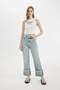 Straight Fit High Waist Folded Leg Ankle Length Jean Washed Trousers D0327Ax24Hs