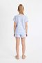Girl's Patterned Short Sleeve Shorts Pajama Set C8502A824Sm - 5
