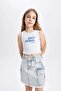 Crew Neck Printed Crop Tank Top for Girls C4717A824Sm