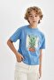 Oversize Crew Neck Printed Short Sleeve T-Shirt for Boys C4044A824Sm - 4