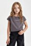 Printed Crop Short Sleeve T-Shirt Girls D1709A824Sm