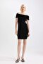 Bodycon Off-Shoulder Ribbed Camisole Long Sleeve Mini Dress D1171AX24SM