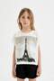Girls' 2-Piece Set Printed Short Sleeve T-Shirt Elastic Waist Shorts C5359A824Hs - 2