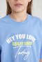 Girls Oversize Wide Fit Crew Neck Printed Short Sleeve T-Shirt B5129A824Sm - 5