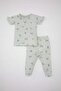 Baby Girl Ballerina Pattern Short Sleeve Combed Cotton Pajama Set C2036A524SM