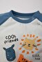 Baby Boy 2Pcs Set Safari Printed Combed Cotton Short Sleeve T-Shirt Topelastic Waist Shorts Bottom C2810A524Sm - 3