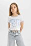 Girls' Crew Neck Printed Short Sleeve T-shirt C2225a8wt34-mm