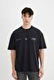 Oversize Fit Crew Neck Back Printed Short Sleeve T-shirt C7161AX24SM - 5
