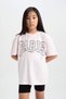 Girls' 2-Piece Set of Crew Neck Printed Short-Sleeved T-Shirt and Leggings C5361A824Hs - 4