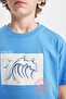 Crew Neck Printed Short Sleeve T-Shirt Boys' C4657A824Hs - 5