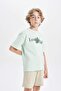 Oversize Wide Fit Crew Neck Printed Short Sleeve T-Shirt Boys C5002A824Hs