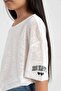 Oversize Wide Fit Crew Neck Printed Short Sleeve T-Shirt Girls C4606A824Sm - 6