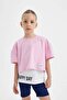 2-Piece Set Oversize Wide Fit Crew Neck Printed Short Sleeve T-Shirt with Straps Undershirt for Girls C4723