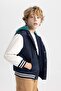 Lir Hooded College Collar Printed Snap Closure Pocketed Seasonal Bomber Coat for Boys B1828A824Sp - 4