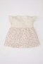 Baby Girl Crew Neck Floral Ribbed Camisole Short Sleeve T-Shirt C3985A524SM - 4