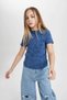 Slim Fit Narrow Cut Crew Neck Ribbed Camisole Short Sleeve T-Shirt Girls C3187A824Sm - 4
