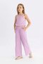 Girls Wide Leg Wide Wide Leg Elastic Waist Wrinkle Pants C5372A824Sm - 2