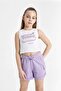 Crew Neck Printed Athlete Girls' T-Shirt C2213A824Hs - 6