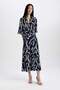 Shirt Collar Print Linen Blend Half Sleeve Midi Dress C7094Ax24Sm - 3