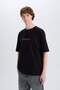 Oversize Wide Fit Crew Neck Back Print Short Sleeve T-Shirt C3631Ax24Sp - 4