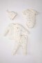 100% Cotton Star Patterned 4-Piece Hospital Discharge Set for Baby Girl C1604A524Sp