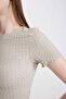 Fitted Crew Neck Wrinkled Short Sleeve T-Shirt A6179Ax24Sm - 4