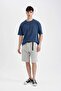 100% Cotton Oversize Wide Fit Washed Faded Effect Pocketed Straight Leg Shorts B8797Ax24Sm