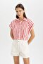 Crop Striped Short Sleeve Poplin Shirt C8748AX24SM - 3