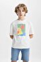 Oversize Crew Neck Printed Short Sleeve T-Shirt for Boys C4046A824Sm - 5