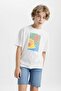 Oversize Crew Neck Printed Short Sleeve T-Shirt for Boys C4046A824Sm - 4
