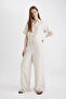 Linen Blend Pants Wide Leg Wide Loose Leg Basic Straight Double Pockets High Waist Standard Length C6021A - 3