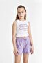 Crew Neck Printed Athlete Girls' T-Shirt C2213A824Hs