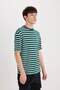 Boxy Fit Crew Neck Striped Short Sleeve Heavy Fabric T-Shirt B5910Ax24Sp - 4