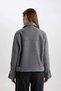 Regular Fit Jacket Collar Pocket Belt Zipper Short Cashmere Coat B8830Ax23Wn - 6
